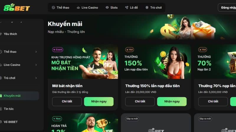 86Bet luôn có những chương trình khuyến mãi hấp dẫn
